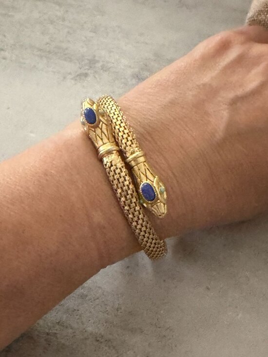 Stella & Dot Jewelry - Stella & Dot Cobra Snake Gold Tone Mesh Coil Egyptian Revival Flexible Bangle OS